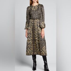 Jonathan Simkhai Womens 4 Dress Octavia Paisley Scarf Midi Lined Prairie NWT